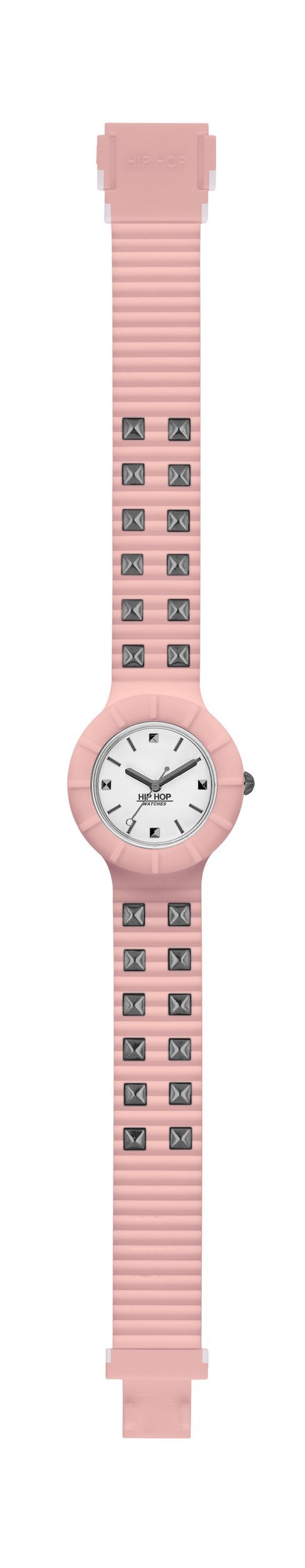 Hip Hop Punk Lady Time-Only, Pink Studded Women's Watch with Soft Silicone Strap Water Resistant HWU0802
