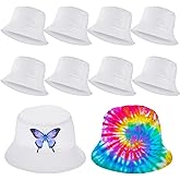 Toulite 10 Pcs Sublimation Blank Bucket Hat for Women Men Cotton Beach Fishing Cap Sublimation Hats Unisex Packable Hat for Travel Summer White