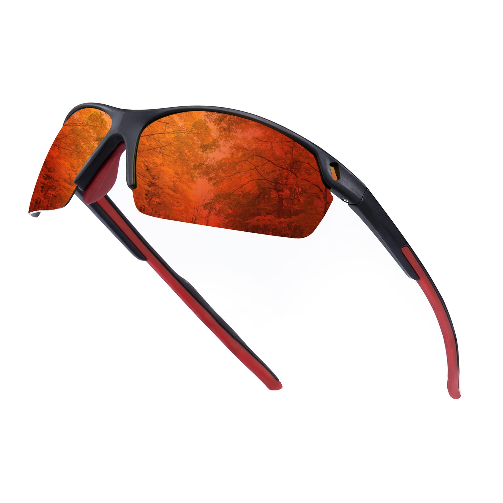 SKYWAY Polarized Sunglasses Women Men,Wrap-Around Sports Sunglasses for Cycling Running Fishing Baseball UV Protection SS8006 (White Frame/Red Lens)