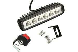 Yibid Motorcycle 18W LED Driving Work Front Fog Head Light Lamp with 3 Wire Flashing Brake Replacement for Bobber Cafe Racer Cruiser ATV Vessels Off-Road Vehicles Trucks Fire Engines SUV ATV 4WD Car