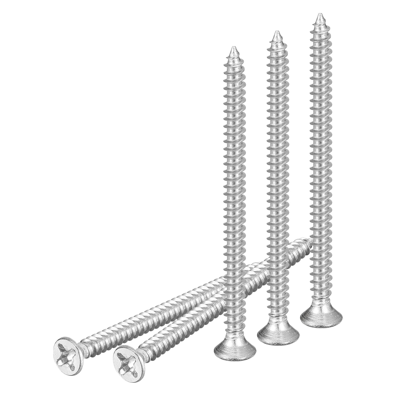 DTGN 50Pcs M3x50mm Flat Head Wood Screws, 304 Stainless Steel Phillips Self Tapping Screws - Good for Woodworking, Furniture - Silver — image 1