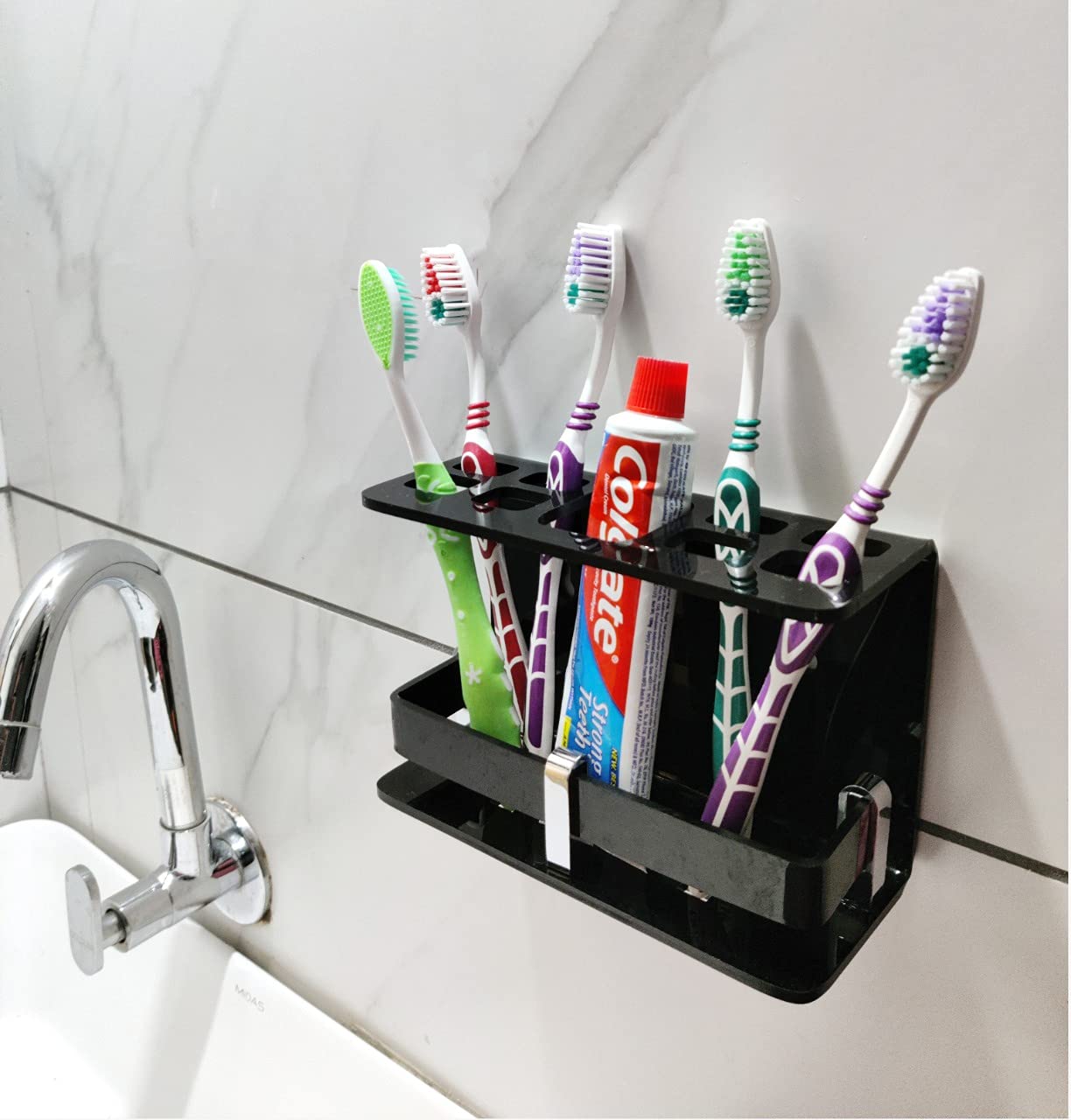 LYNREXHigh Grade Wall Mounted self Adhesive Acrylic Tooth Brush