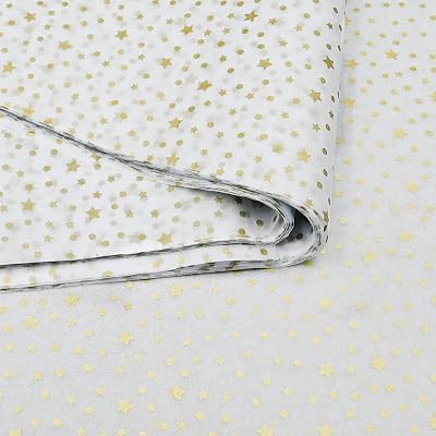 ADQUATOR 50pcs Gold Star White Tissue Paper 50x35cm Gift Wrapping Paper