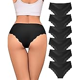 Riozz Sexy Seamless Underwear Wave Edge No Show Bikini Panties V-waist Ice Silk Hipster Lady Cheeky Invisibles Briefs 6 Pack