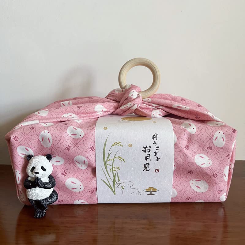 Furoshiki Gift Wrap Japanese Style Reusable Cotton Pink Rabbit Wrapping (50 x 50 cm)