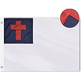 VICDRIA Christian Flag 5x8 Ft, Outdoor Embroidered Christianity Cross Church Jesus Faith Flags, Heavy Duty Durable, Premium Polyester, Brass Grommets