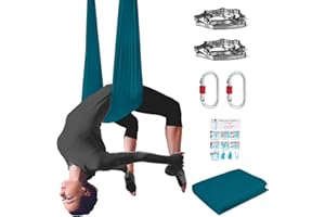 PRIOR FITNESS Low Stretch Aerial Yoga Hammock Kit 4.4 Yards Aerial Silk For Professional Yoga Instructors,Yoga Swing Set,Improve your Flexibility & Core Strength,Yoga Starter Kit