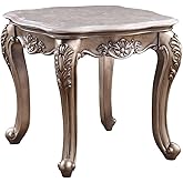 Acme Jayceon Rectangular Wooden Marble Top End Table in Champagne Brown