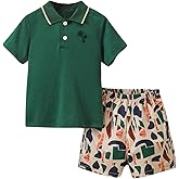 Afsmlys Kids Tween Boy Clothes Casual Short Sleeve Polo Shirt + Plaid Print 2Pcs Shorts Summer Clothing Set