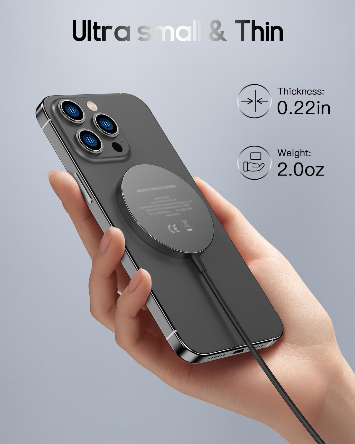 for Mag-Safe Charger, Magnetic Wireless Charger Made for iPhone 17/17 Pro/17 Pro Max/Air/16/15/14/13/12 Series, 15W Max Fast Mag Safe Charging Pad for AirPods Pro 3 2 (Black)
