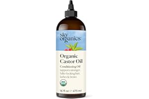 Sky Organics Organic Castor Oil (16 oz) USDA Certified Organic, 100% Pure, Cold Pressed, Hexane Free, Boost Hair Growth, Use 