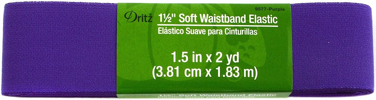 Dritz Soft Waistband Elastic, 1.5 inch by 2 yard, Purple