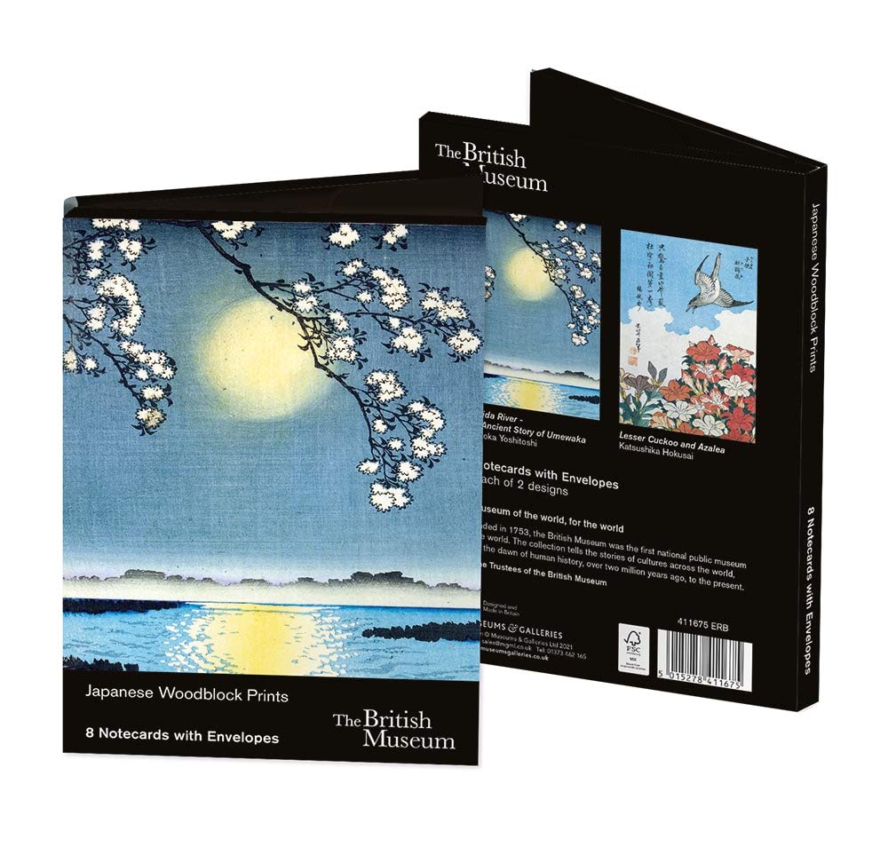 Museums & Galleries Pack of 8 Blank Notecards from Japanese Woodblock Prints Notecards 4 Each of 2 Designs