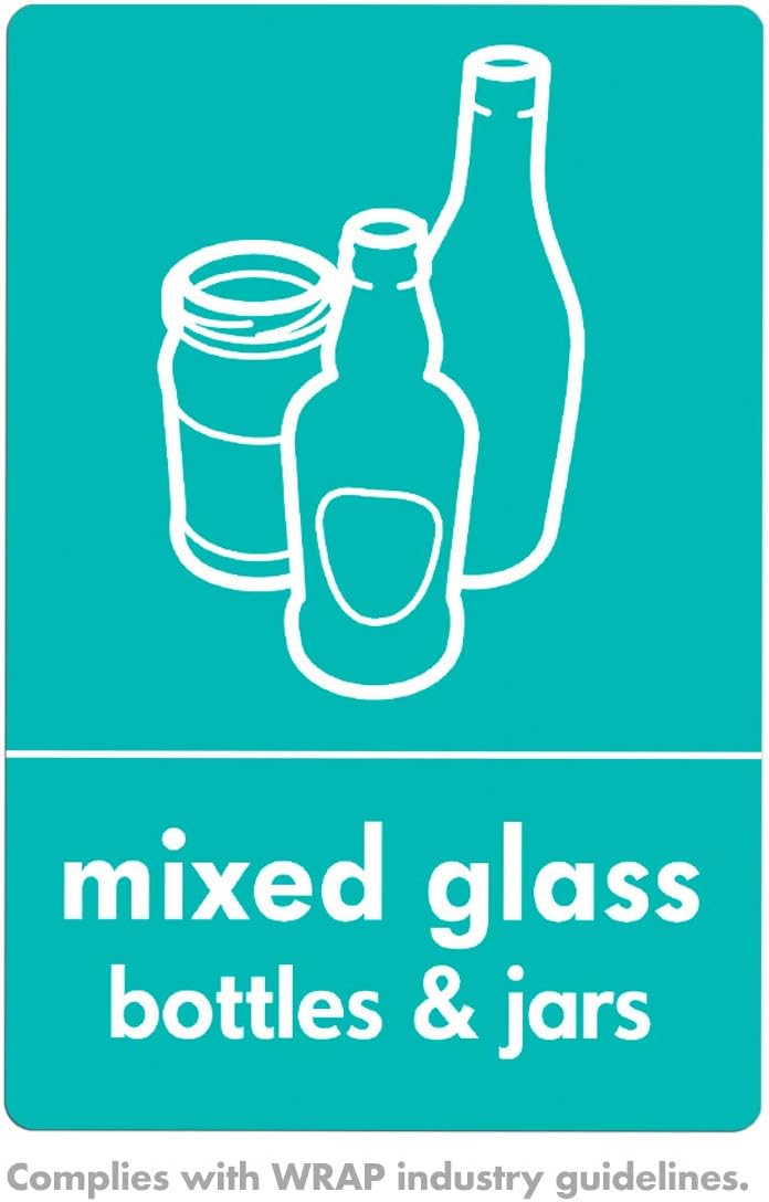 Recycling bin sticker 10cm x 15cm Mixed Glass Amazon.co.uk Office