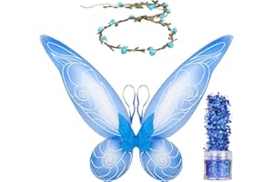 Funcredible Fairy Wings, Flower Crown and Glitter - Fairy Costume Accessories - Fairy Outfits for Women and Girls