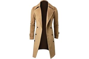 Eiyaclvo Long Trench Coat Men Fashion Jacket Hooded Drawstring Coat Sweater Warm Solid Color Jackets Mens Oversized Coats