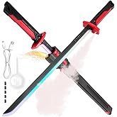 Cyberpunk Spark Sword Toys- 31.5inch 8 Colors RGB LED Light, Mist Spray, Cool Spark, Smart Hit Sound Interaction