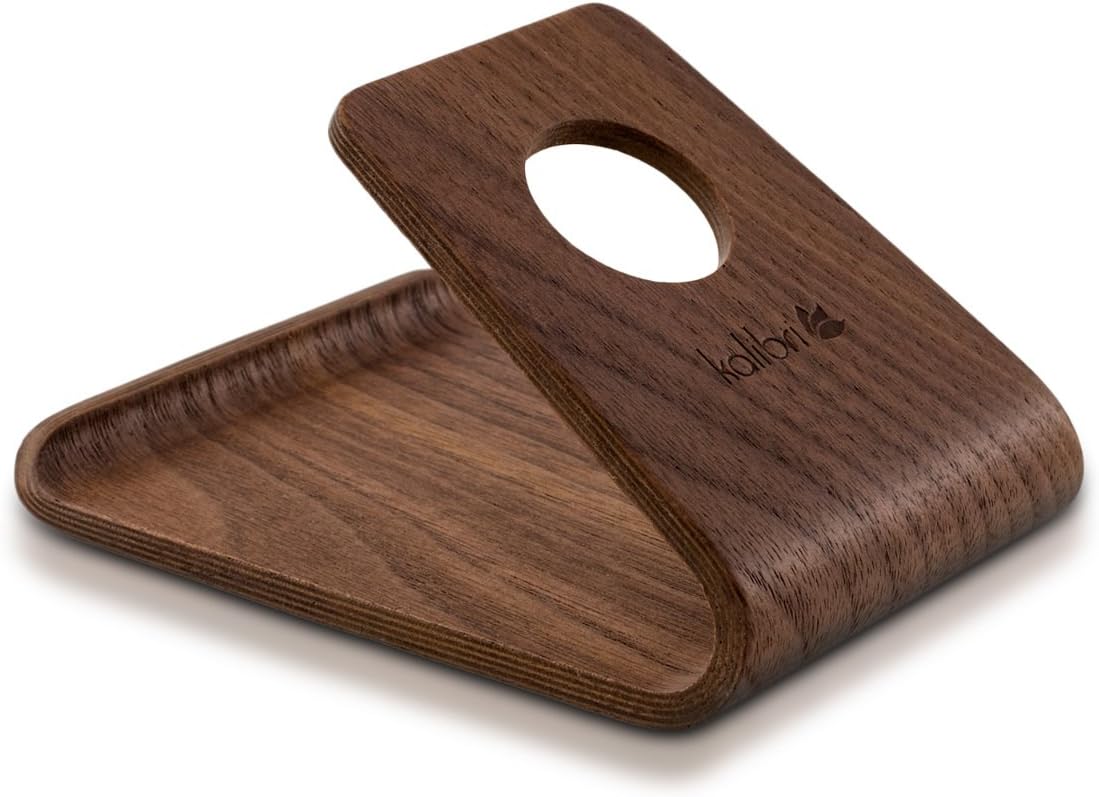 kalibri Wooden Phone Stand, Universal Mobile Phone and Tablet Holder Made of Real Wood, for Desk Bedside Table, Night Stand - Image 4