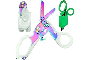 LEEPENK 6 in 1 Multi-function Trauma Shears with Strap Cutter and Glass Breaker, with Luminous Holster For Outdoor Camping Emergency Tool(Luminous colorful)