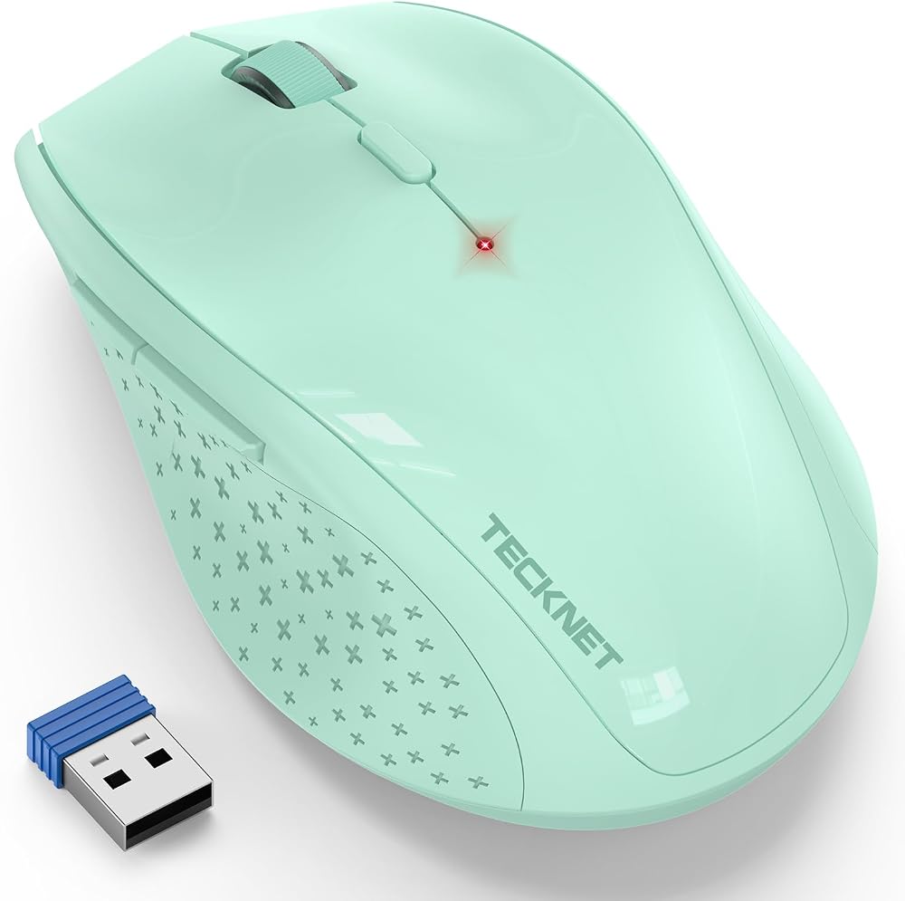TECKNET 2.4G Wireless Mouse 4800 DPI 6 Gradients Ergonomic Green