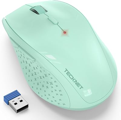 TECKNET 2.4G Wireless Mouse 4800 DPI 6 Gradients Ergonomic Green