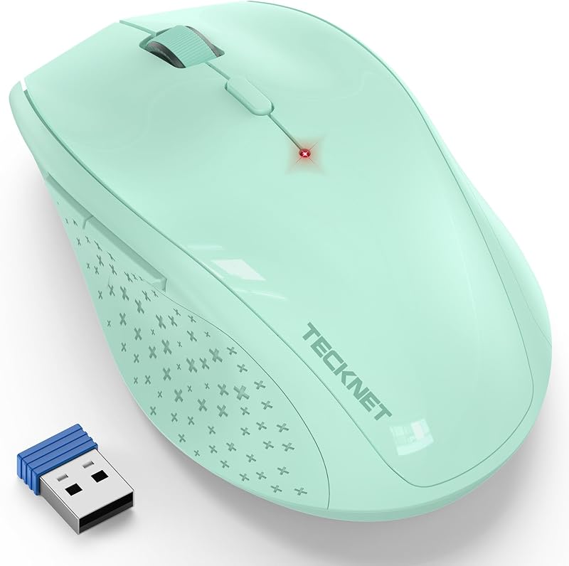 TECKNET 2.4G Wireless Mouse 4800 DPI 6 Gradients Ergonomic Green