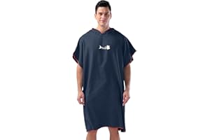 Mens Towel Robe with Hood Quick Dry Knee Length Lightweight Bath Robes for Surfing Swimming Bathing