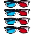 3D Glasses, 4 PCS Red & Blue Dimensional 3D Vision Glasses for TV, Movie, Game