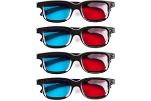 3D Glasses, 4 PCS Red & Blue Dimensional 3D Vision Glasses for TV, Movie, Game