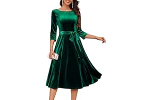 DRESSTELLS Velvet Cocktail Dress for Women, 2025 Winter Christmas Holiday Dress, 3/4 Long Sleeves Party Formal Gala