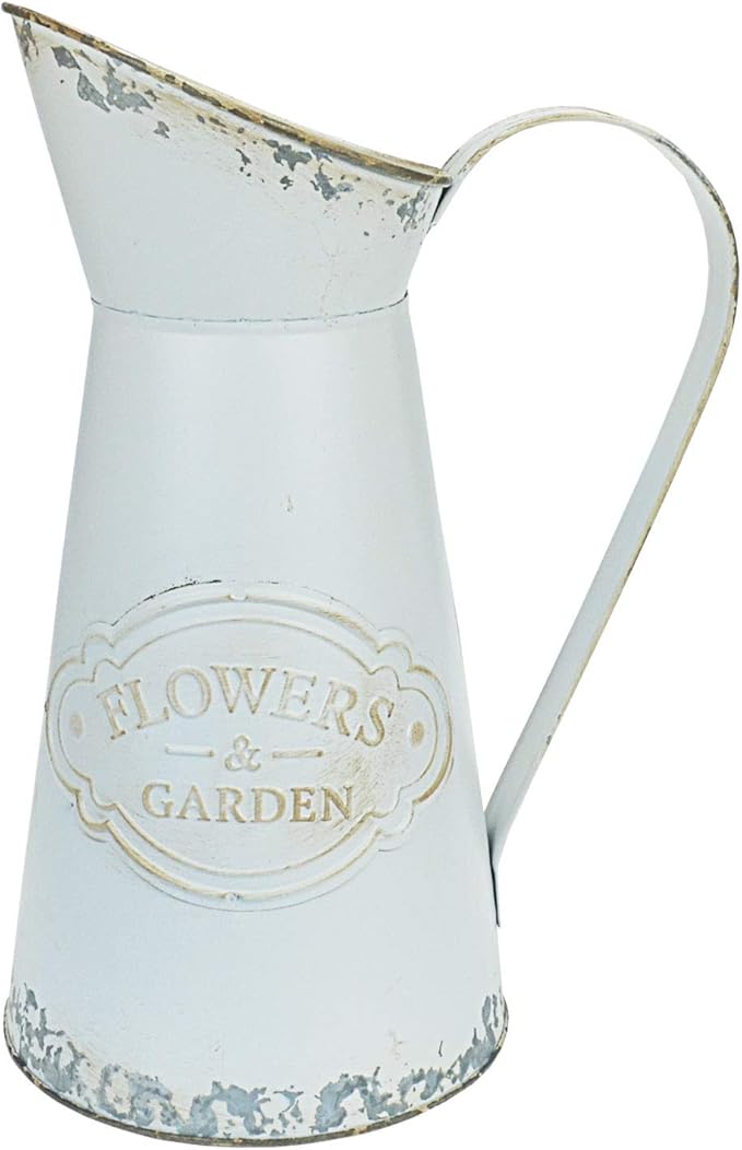 YHOMBES White Metal Flower Vase Farmhouse French Primitive