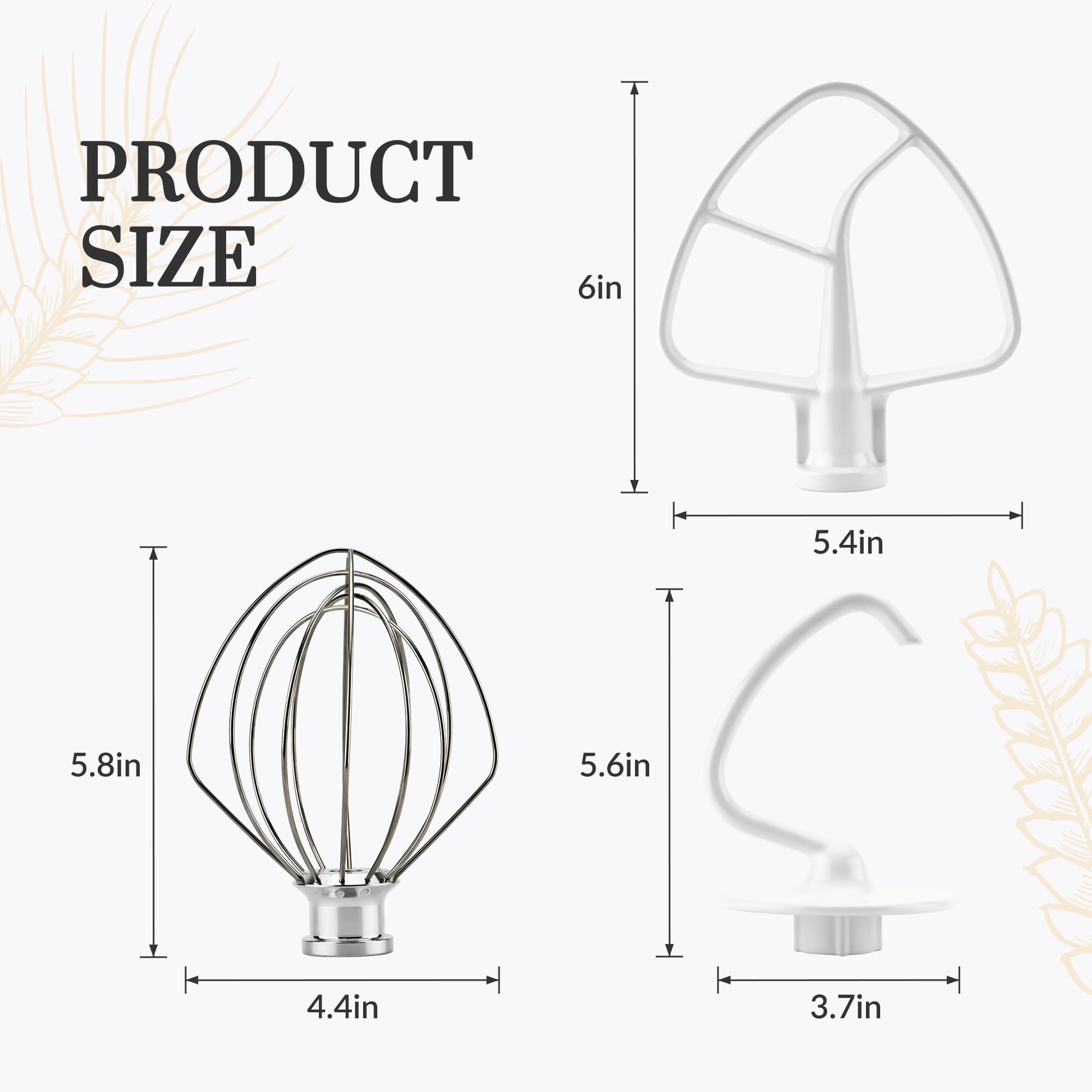 [2025 NEW] Stainless Steel K45DH Coated Anti-Stick Dough Hook & K45WW Wire Whip & K45B Coated Flat Beater Stand Mixer Accessories For Kitchen Tilt-Head Aid Stand Mixer by puxyblue