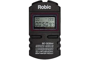 Robic Twelve Memory Chrono Stopwatch with Auto Lap-Counter and Up To 5th Place Times, Black (18140)