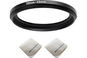 SKYZHENG 52mm Lens to 43mm Camera Lens Adapter 52mm to 43mm Step Down Ring Adapter Ring for All Brands of UV ND CPL, with Premium Lens Wiping Cloth 2 Pack (52mm-43mm)