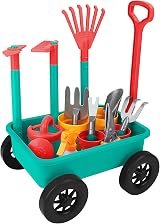 deAO Children's Gardening Sets Toddler Tools 3 12 Kids Wheelbarrow Wagon Green view 8