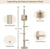 ARTETHYS Floor to Ceiling Cat Tree 260cm 5 Tiers Beige view 4