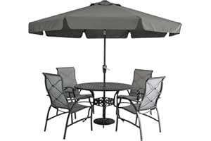MASTERCANOPY Patio Umbrella OutdoorMarket Table Umbrella with Ruffles, 8 Sturdy Ribs (9FT, Dark Gray)