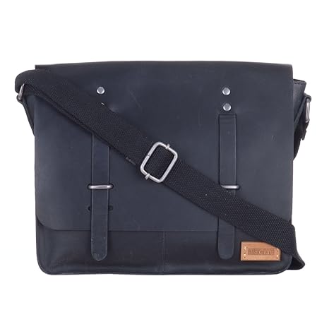 Le Craf James Leather Black Messenger Bag