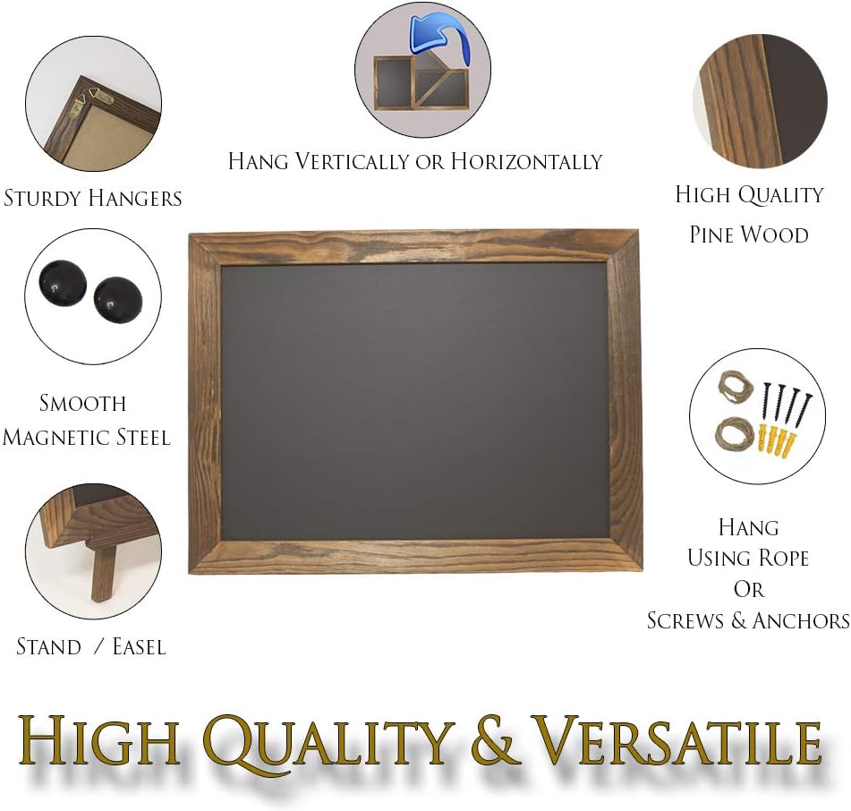 Peraco's Chalkboard Sign with Easel Stand Pack - 16"x12" Wooden Frame Includes 8 Liquid Chalk Markers and Multiple Accessories - Perfect Rustic Decor : Office Products
