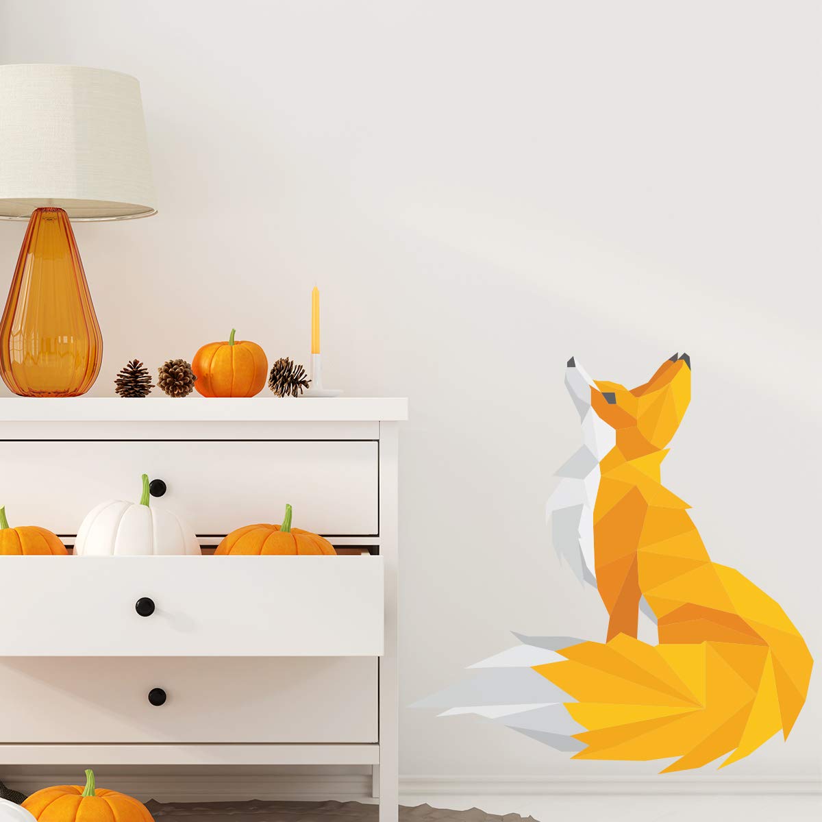 Sticker Origami|Wall Decal Fox - Wall Paper Decoration Rooms and Living Rooms - 40 x 40 cm