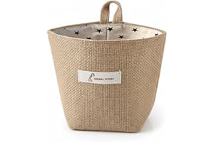 Hanging Storage Basket, Jute Fabric Wall-Mounted Organizer Bins, Decorative Small Hanging Baskets for Bathroom, Bedroom, Clos