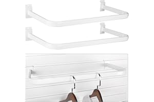 Shimeyao 2 Pcs U Shaped Handrail for Slatwall 24 Inch Oval Tubing Handrail Metal Slat Wall Accessory for Retail Displays Bracket Clothing Rack Home Use (White)