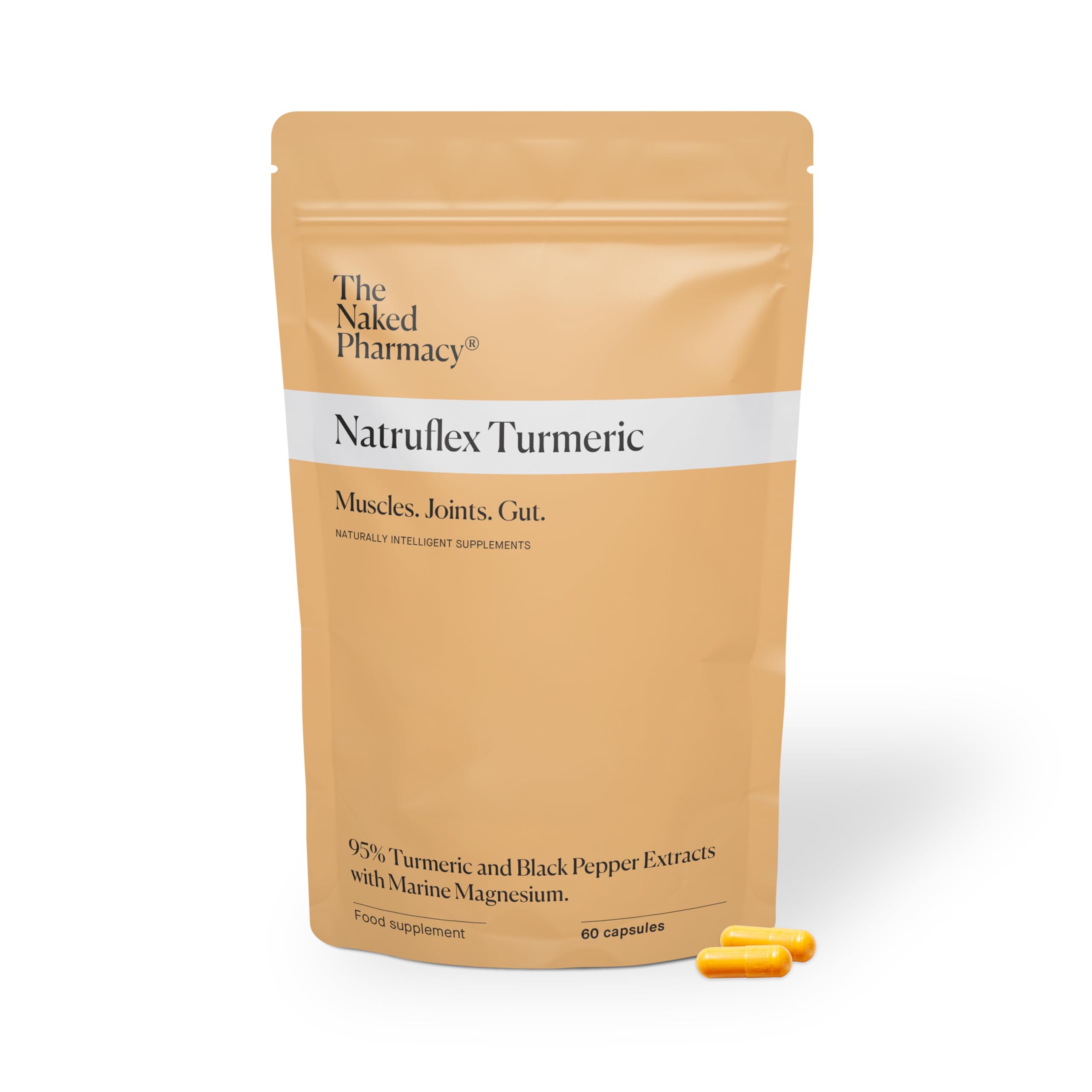 The Naked Pharmacy | Natruflex | Joint & Muscle | Aids Sports Performance | Natural Turmeric and Black Pepper Capsules | High Strength | No Additives | Vegan | 60 Capsules