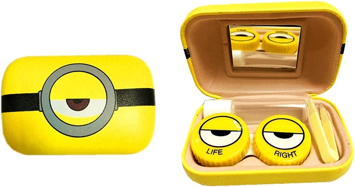 Hello Kitty Contact Lens Case | Great for Travel+Mini&Cute&Convinient （Random Pettern） (Minions)