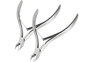 Kootinn 2 Packs Nail Cuticle Trimmer Professional Cuticle Cutter Stainless Steel Cuticle Nippers with Double Spring Cuticle Clippers Pedicure Manicure Tools for Fingernails and Toenails (Silver)