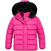 FARVALUE Girls' Winter Coats Thicken Fleece Lined Padded Hooded Puffer Jacket Coat for Girls