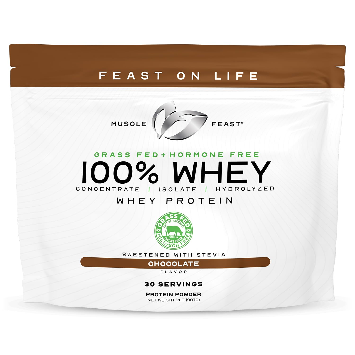 Muscle Feast 100% Grass Fed Whey Protein Powder, All Natural Hormone ...