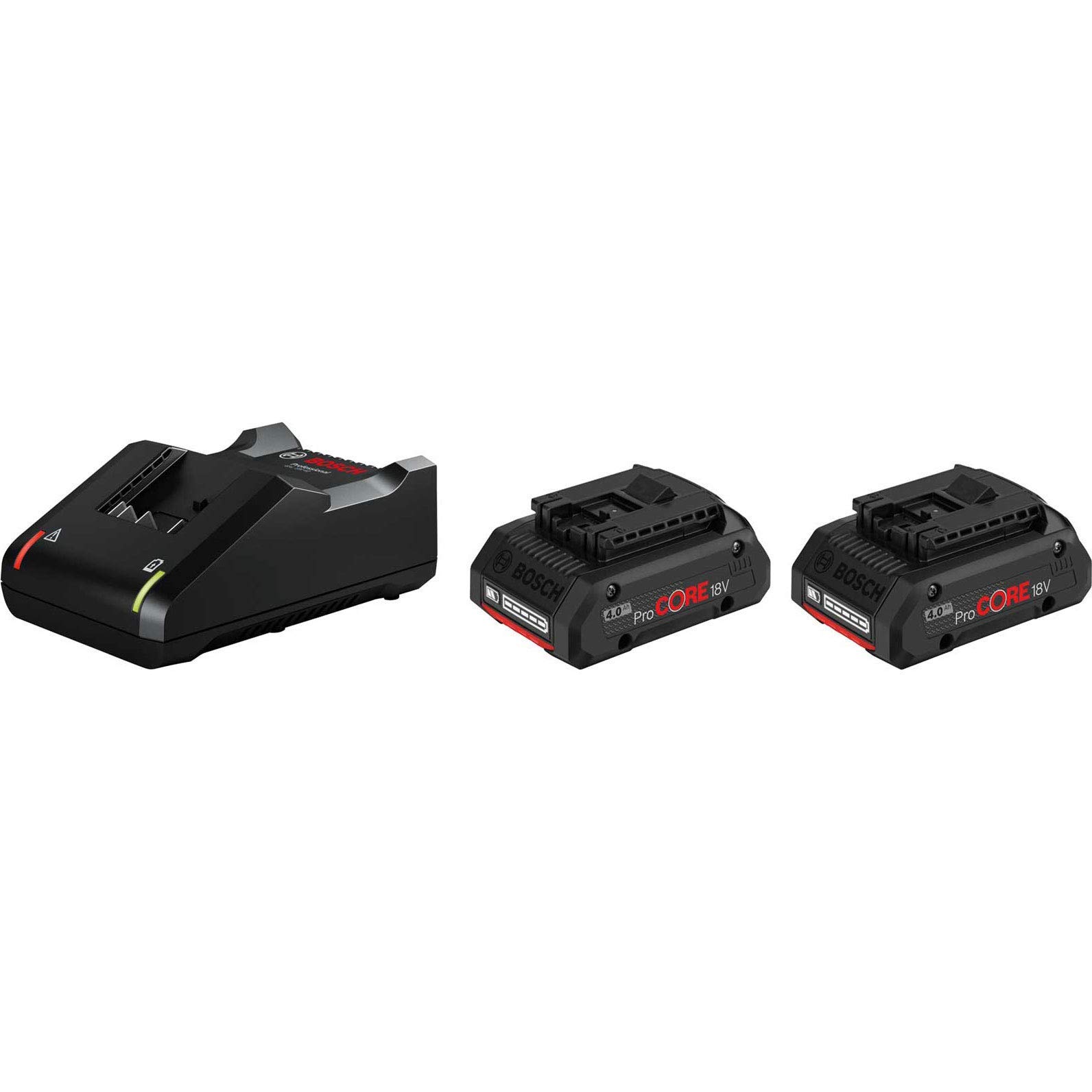 Bosch Professional 18V System Cordless 2x ProCORE18V 4.0Ah Batteries + GAL 18V-40 Charger