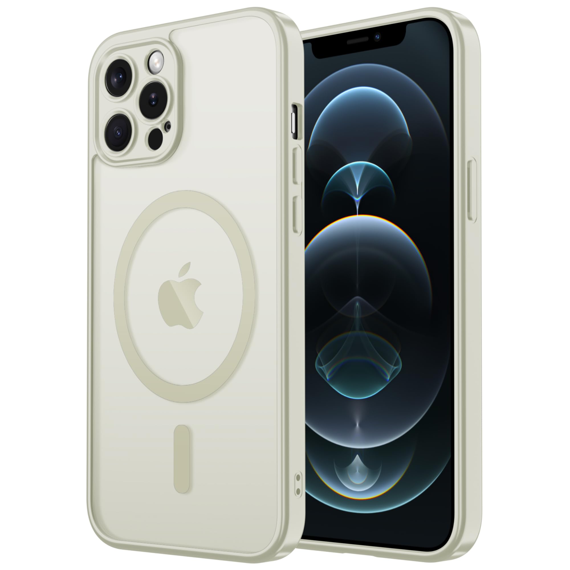 GOVTAN for iPhone 12 Pro Max Case[Compatible with MagSafe][Camera Protection][Military Grade Drop Protection] Slim Translucent Matte Frosted Phone Cover,White