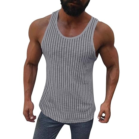 TIFIY Laufendes Tanktop für Männer Ärmelloses Shirt Druck T-Shirt Fitness Singlet, Atmungsaktiv Sportlich Fit Schlank gestrei